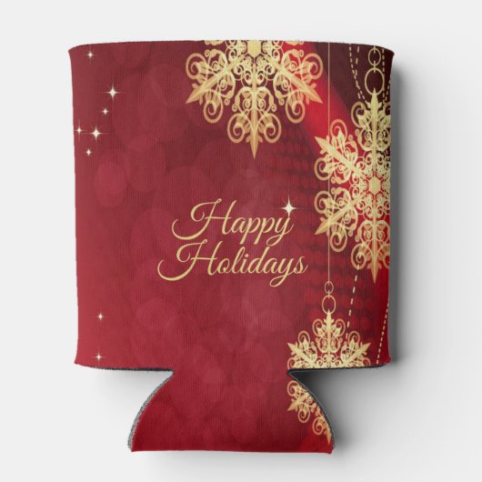 Weihnachten Party Geschenk Roter Golden Snowflakes Dosenkühler (Rückseite)