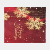 Weihnachten Party Geschenk Roter Golden Snowflakes Fleecedecke (Vorderseite (Horizontal))
