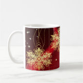 Weihnachten Party Geschenk Roter Golden Snowflakes Kaffeetasse (Links)