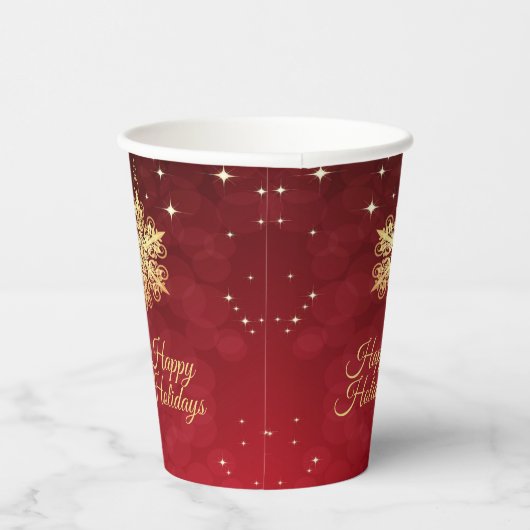 Weihnachten Party Geschenk Roter Golden Snowflakes Pappbecher (Rechts)