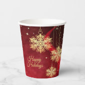 Weihnachten Party Geschenk Roter Golden Snowflakes Pappbecher (Vorderseite)