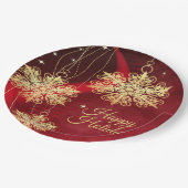 Weihnachten Party Geschenk Roter Golden Snowflakes Pappteller (Schrägansicht)