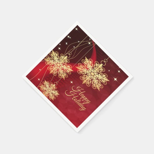 Weihnachten Party Geschenk Roter Golden Snowflakes Serviette (Ecke)