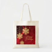 Weihnachten Party Geschenk Roter Golden Snowflakes Tragetasche (Vorne)