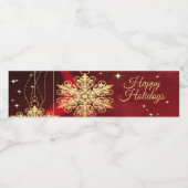 Weihnachten Party Geschenk Roter Golden Snowflakes Wasserflaschenetikett (Einzelnes Label)
