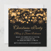 Weihnachten Party Gold Sparkling Stars & Lights Einladung (Vorderseite)
