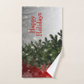 Weihnachten Party Grüne Bäume Rote Silberschneeflo Badhandtuch Set (Handtuch)