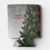 Weihnachten Party Grüne Bäume Rote Silberschneeflo Dosenkühler (Rückseite)