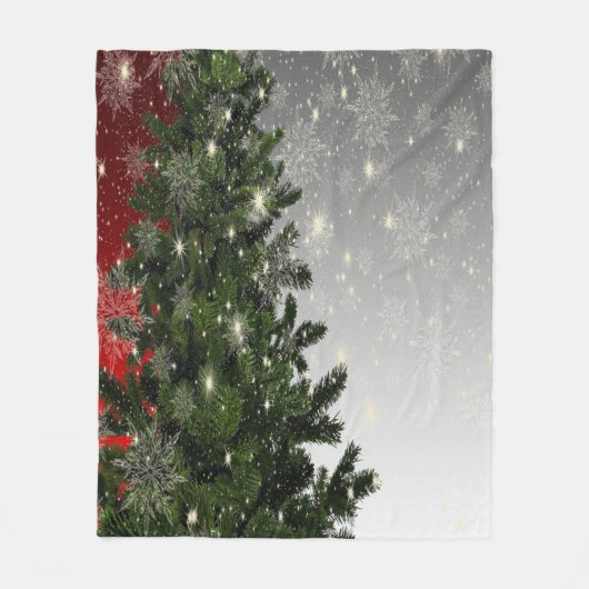 Weihnachten Party Grüne Bäume Rote Silberschneeflo Fleecedecke (Vorderseite)