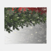 Weihnachten Party Grüne Bäume Rote Silberschneeflo Fleecedecke (Vorderseite (Horizontal))