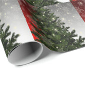 Weihnachten Party Grüne Bäume Rote Silberschneeflo Geschenkpapier (Rolleneckpunkt)