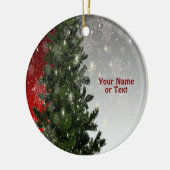 Weihnachten Party Grüne Bäume Rote Silberschneeflo Keramik Ornament (Links)