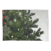 Weihnachten Party Grüne Bäume Rote Silberschneeflo Kissenbezug (Vorderseite)
