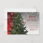 Weihnachten Party Grüne Bäume Rote Silberschneeflo RSVP Karte (Vorderseite)