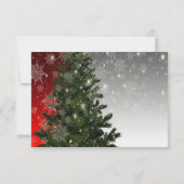 Weihnachten Party Grüne Bäume Rote Silberschneeflo RSVP Karte (Rückseite)
