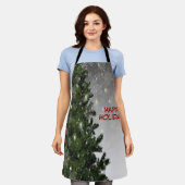Weihnachten Party Grüne Bäume Rote Silberschneeflo Schürze (Getragen)