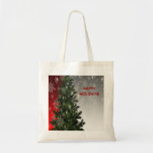Weihnachten Party Grüne Bäume Rote Silberschneeflo Tragetasche (Vorne)