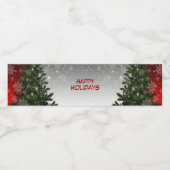 Weihnachten Party Grüne Bäume Rote Silberschneeflo Wasserflaschenetikett (Einzelnes Label)