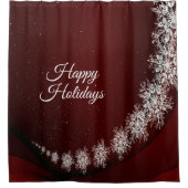 Weihnachten Party Kristallschneeflocken Rot Rustik Duschvorhang (Vorderseite)