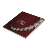 Weihnachten Party Kristallschneeflocken Rot Rustik Fliese (Seite)