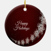 Weihnachten Party Kristallschneeflocken Rot Rustik Keramik Ornament (Hinten)