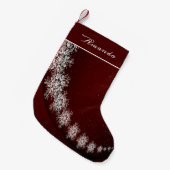 Weihnachten Party Kristallschneeflocken Rot Rustik Kleiner Weihnachtsstrumpf (Vorderansicht (hängend))