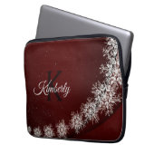 Weihnachten Party Kristallschneeflocken Rot Rustik Laptopschutzhülle (Vorderseite Links)