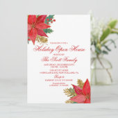 Weihnachten Party Poinsettia Einladung (Stehend Vorderseite)