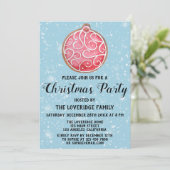 Weihnachten Party Red Ball Cookie Blue Snow Einladung (Stehend Vorderseite)