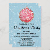 Weihnachten Party Red Ball Cookie Blue Snow Einladung (Vorne/Hinten)