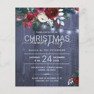 Weihnachten Party rustikale Blumeneinladung
