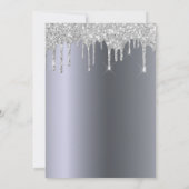 Weihnachten Party Silber Glitzer Tropfen Schlitten Einladung (Rückseite)