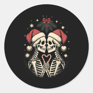 Weihnachten passende Gothic Paar dunkler Humor Ske Runder Aufkleber