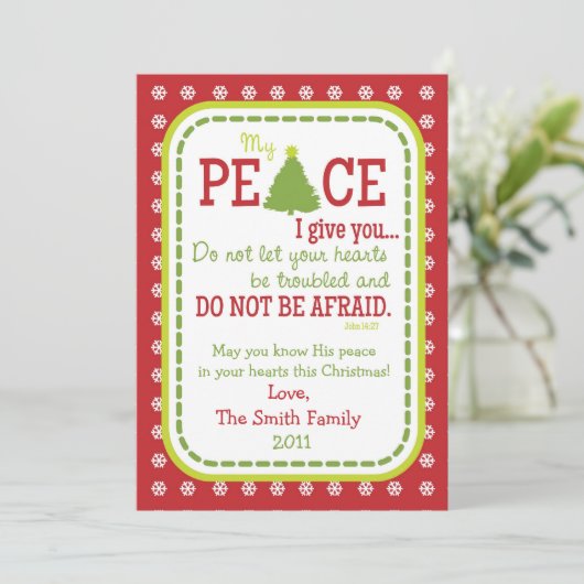 Weihnachten PEACE 2-seitige Scripture Verse Card (Stehend Vorderseite)