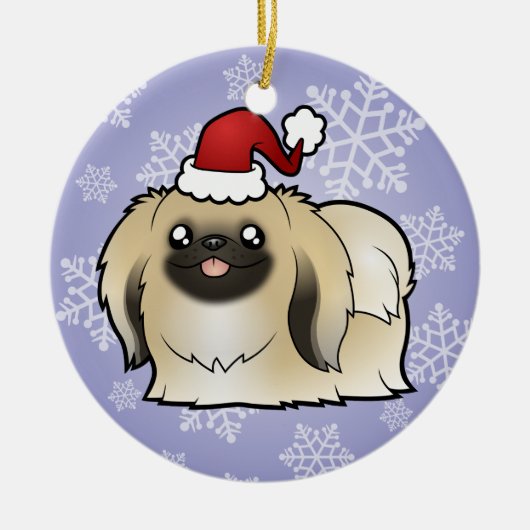 Weihnachten Pekingese (Show geschnitten) Keramikornament (Vorne)