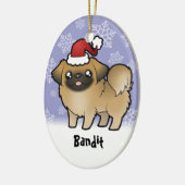 Weihnachten Pekingese (Welpe geschnitten) Keramik Ornament (Links)