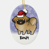 Weihnachten Pekingese (Welpe geschnitten) Keramik Ornament (Hinten)