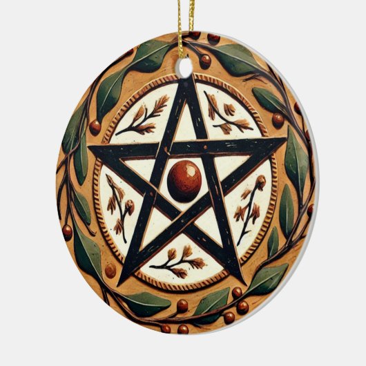 Weihnachten Pentagramm Keramik Ornament (Links)