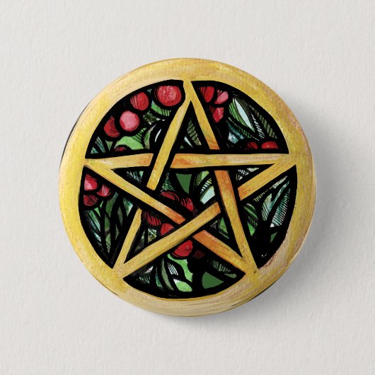 Weihnachten Pentagramm Pagan Winter Solstice Symbo Button (Vorderseite)