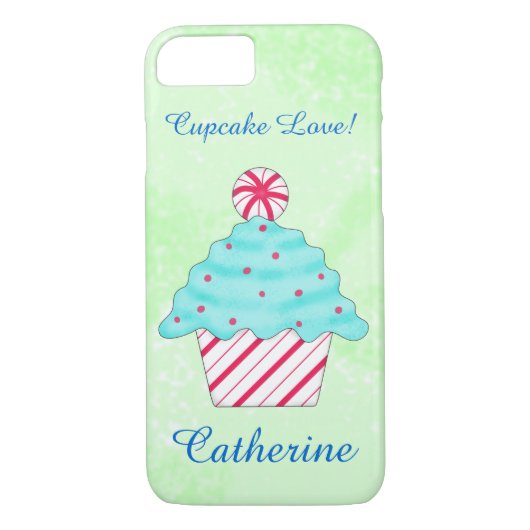 Weihnachten Peppermint Cupcake Art Name Personalis Case-Mate iPhone Hülle (Rückseite)