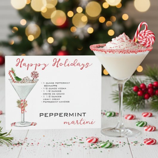 Weihnachten Peppermint Martini Cocktail Rezept Postkarte