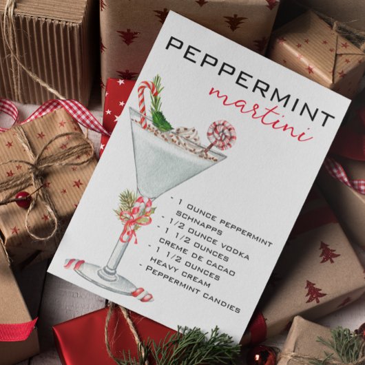 Weihnachten Peppermint Martini Cocktail Rezept Postkarte