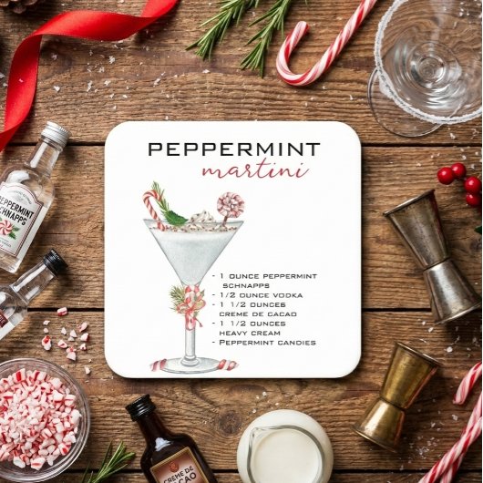 Weihnachten Peppermint Martini Cocktail Rezept Rechteckiger Pappuntersetzer