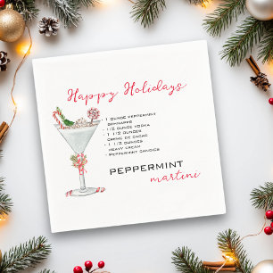 Weihnachten Peppermint Martini Cocktail Rezept Serviette