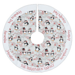 Weihnachten Peppermint Pinguine Personalisierte Na Polyester Weihnachtsbaumdecke