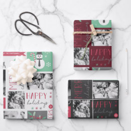 Weihnachten Personal 4 Foto Modernes festliches Tr Geschenkpapier Set