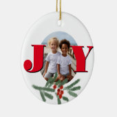 Weihnachten personalisieren JOY Holly Fotovorlage Keramik Ornament (Rechts)