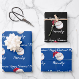 Weihnachten Personalisiert Baseball Sports Santa W Geschenkpapier Set