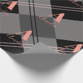 Weihnachten Personalisiert Kariert Grau Pink Geschenkpapier (Ecke)