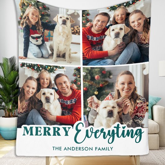 Weihnachten Personalisiert Moderne Familienfoto Co Fleecedecke